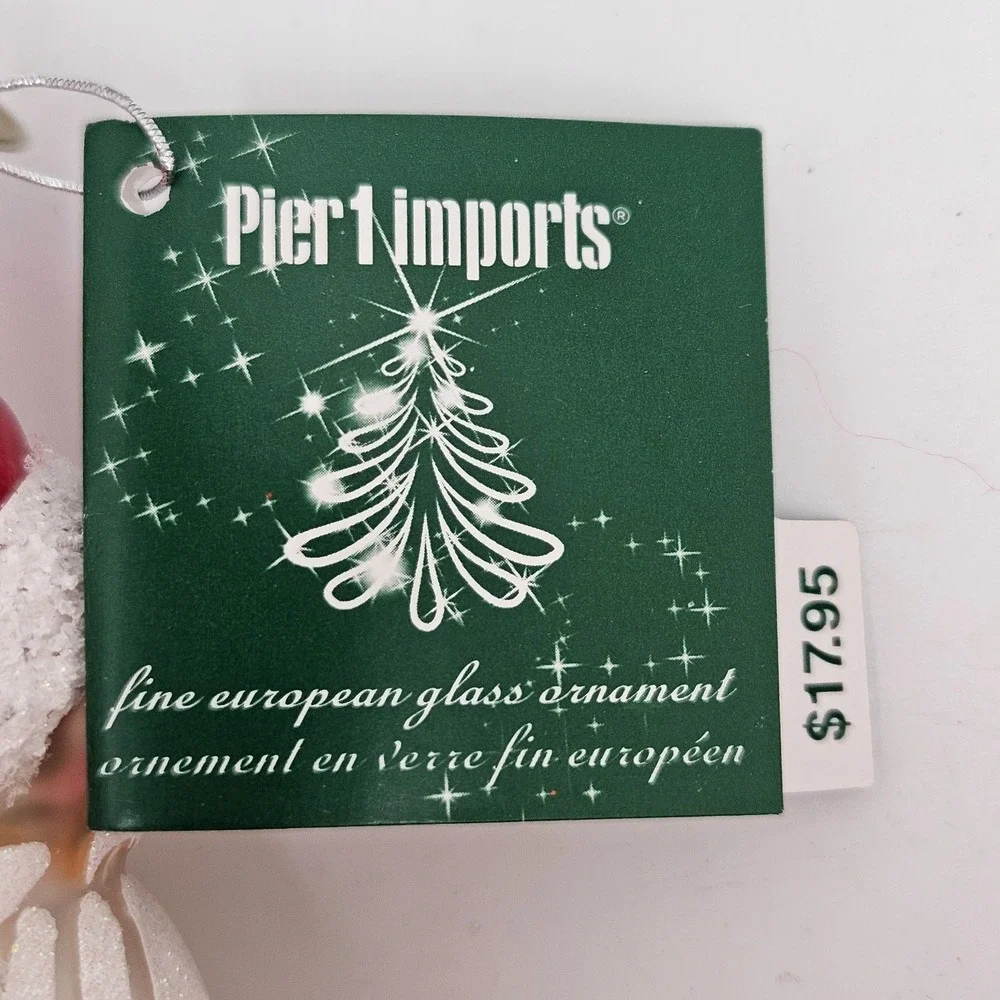 Pier 1 Imports Santa‎ Glass Ornaments Set of 2 Poland Hand Blown Red Christmas